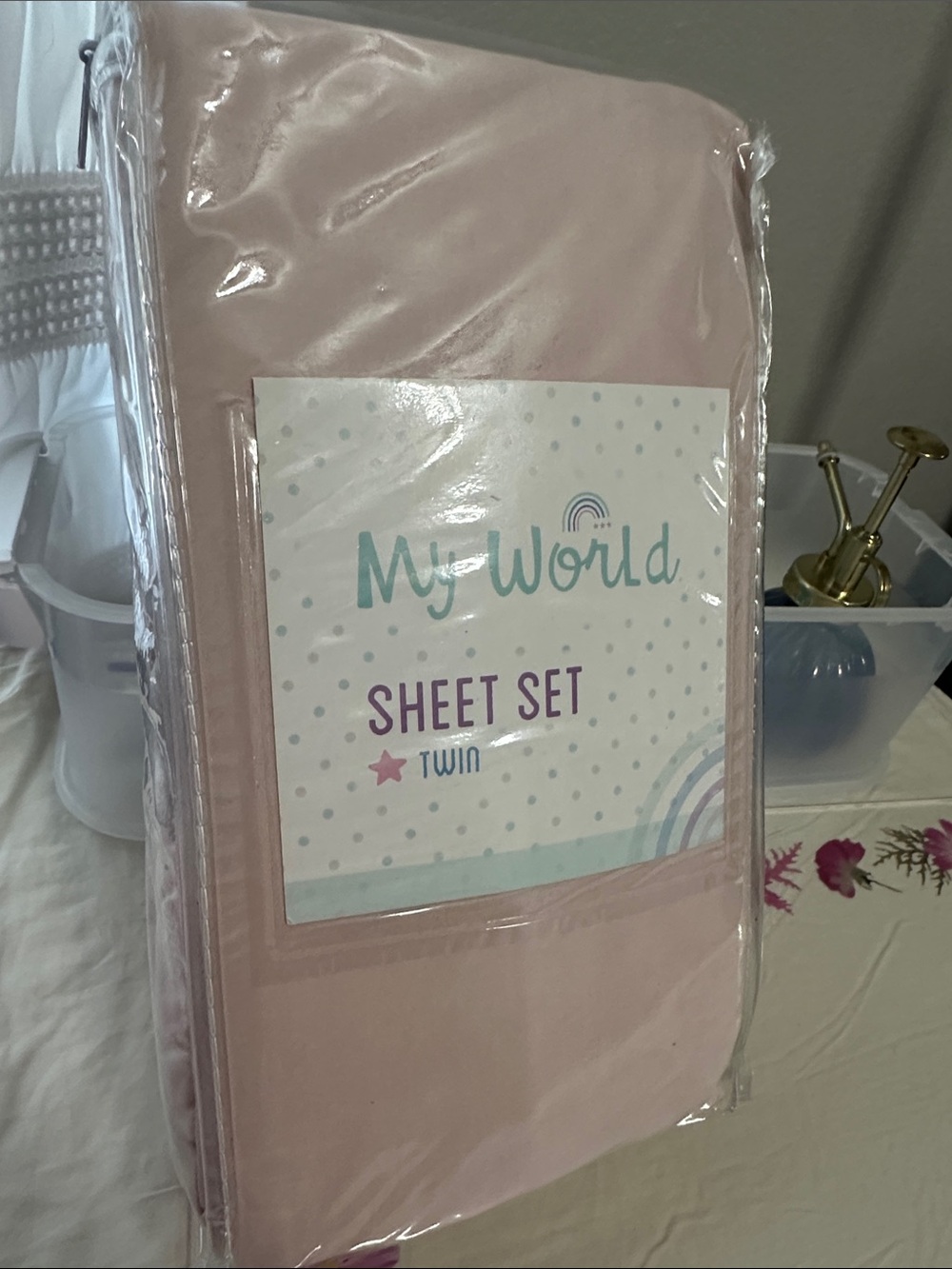 Twin Sheet Set in Light Pink by My World NWT